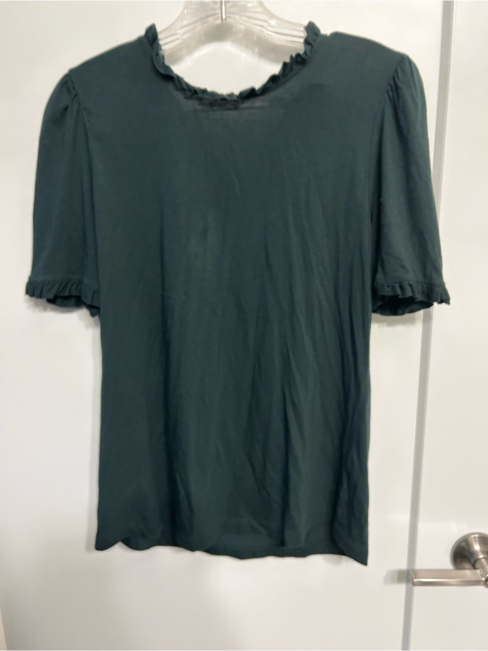 Boden Super Soft Frill Shirt in Dark Green